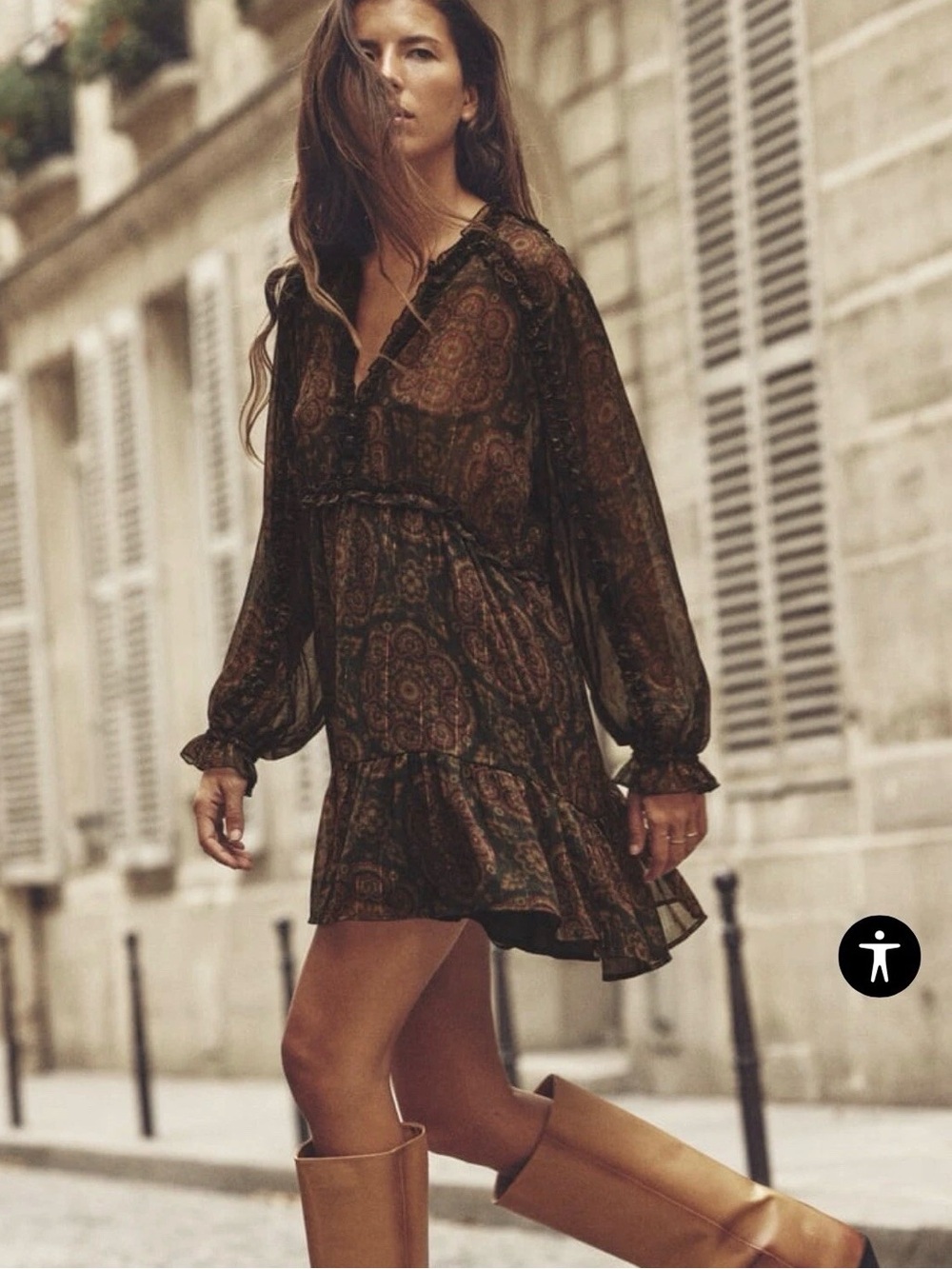 Zara V Neck Ruffle Metallic Isabel Bohemian Printed Long Sleeve Marant Dress